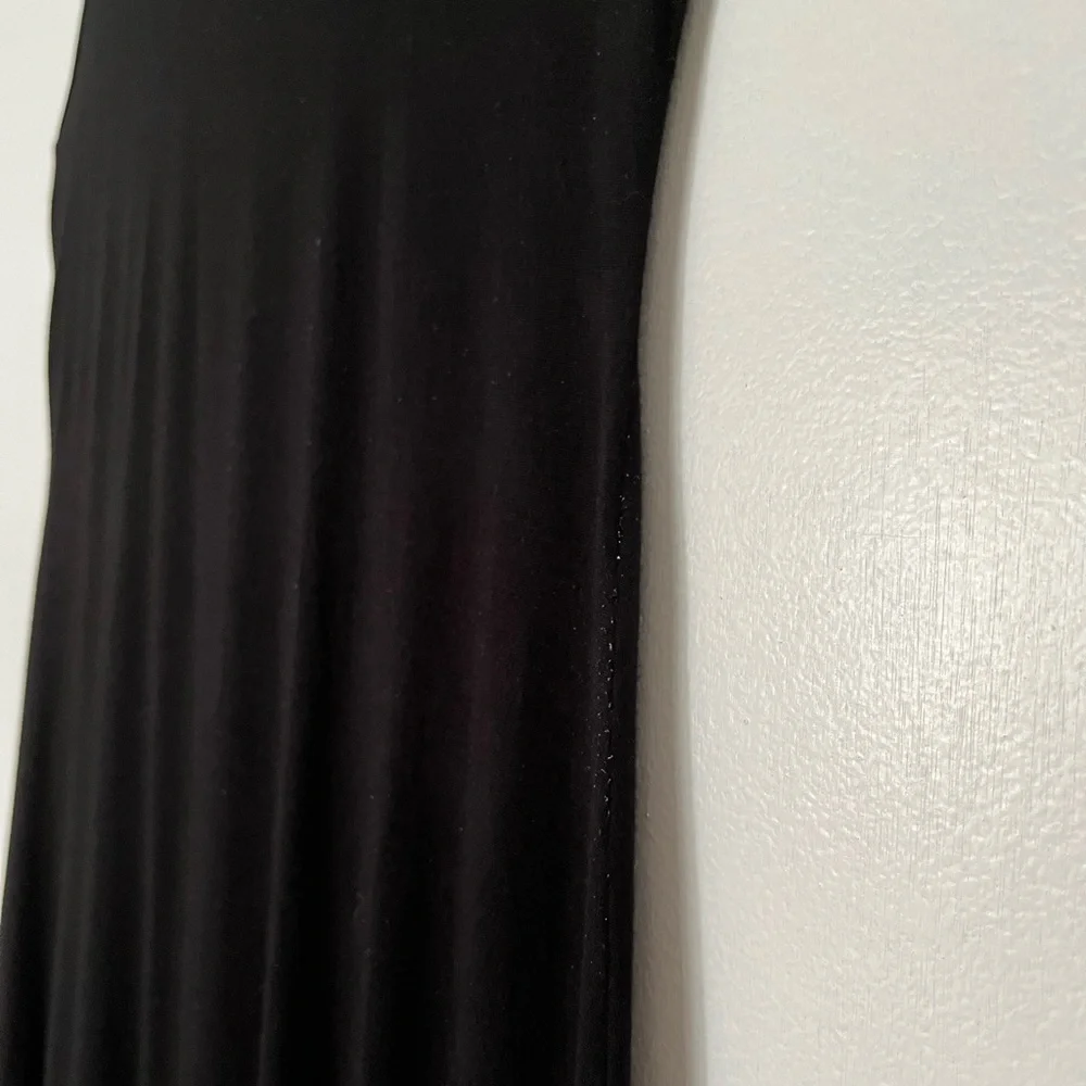Nation LDT (M) Jersey Mini Midi Dress Black Stretchy Rayon Sleeveless - Picture 4 of 7
